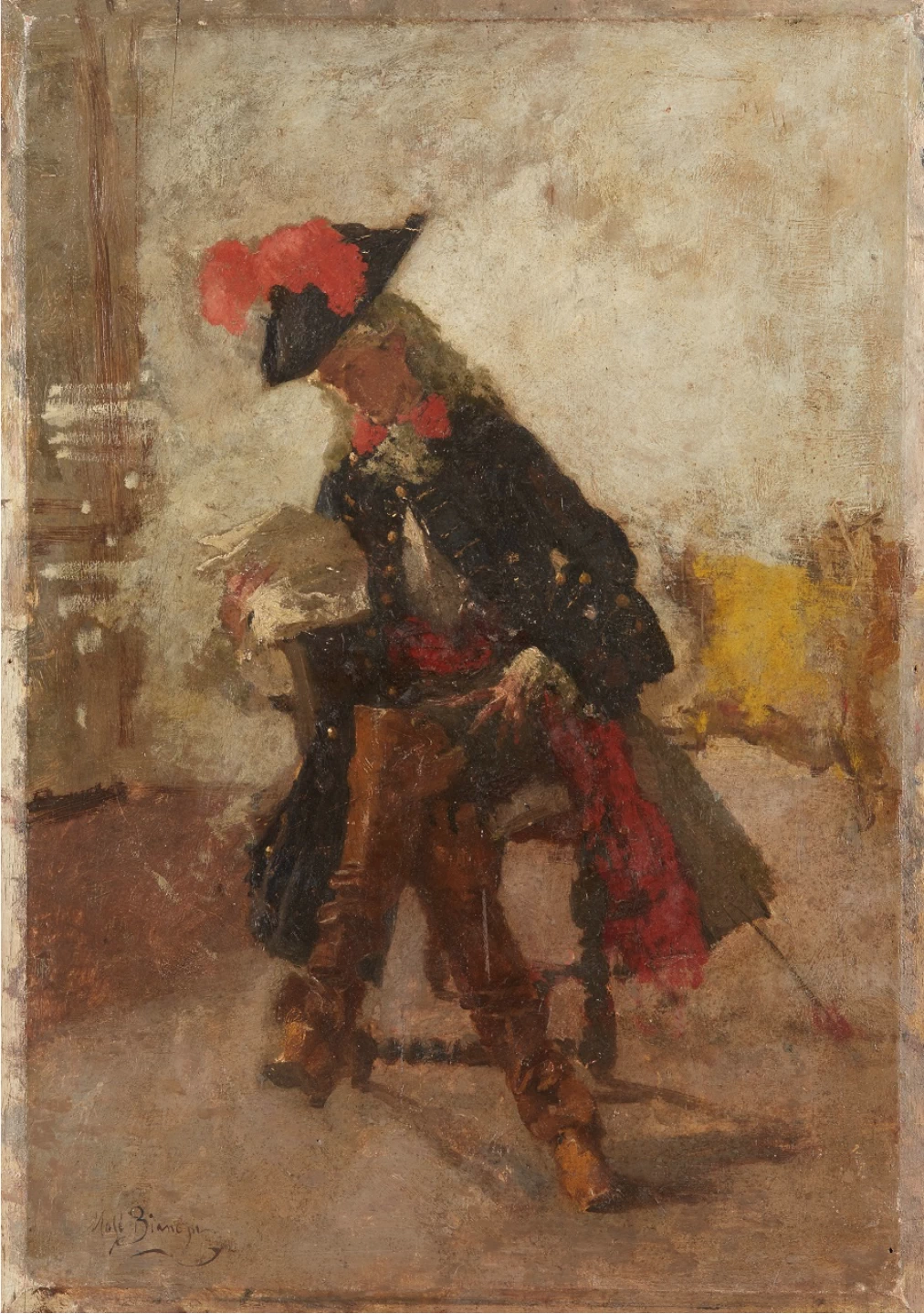 Figura seduta che legge